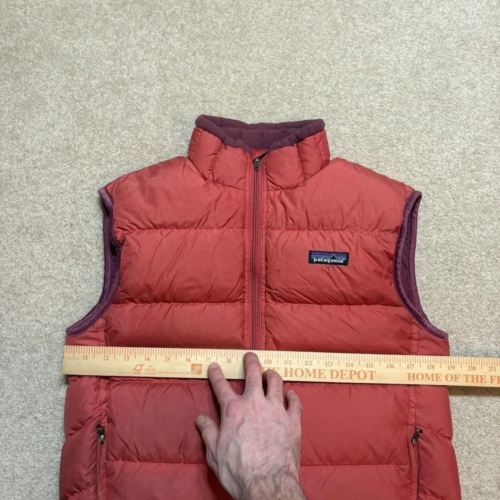 Vtg Patagonia Puffer Vest‎ Kids Large L Salmon Insulated Zip Pocket Outdoor